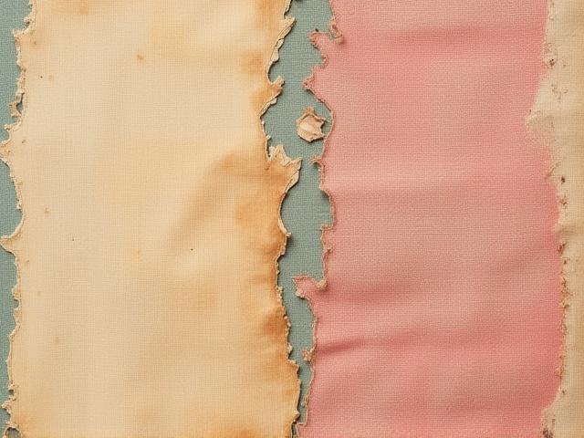 Image avant et après la restauration d'un fragment de tissu ancien, montrant la transformation.